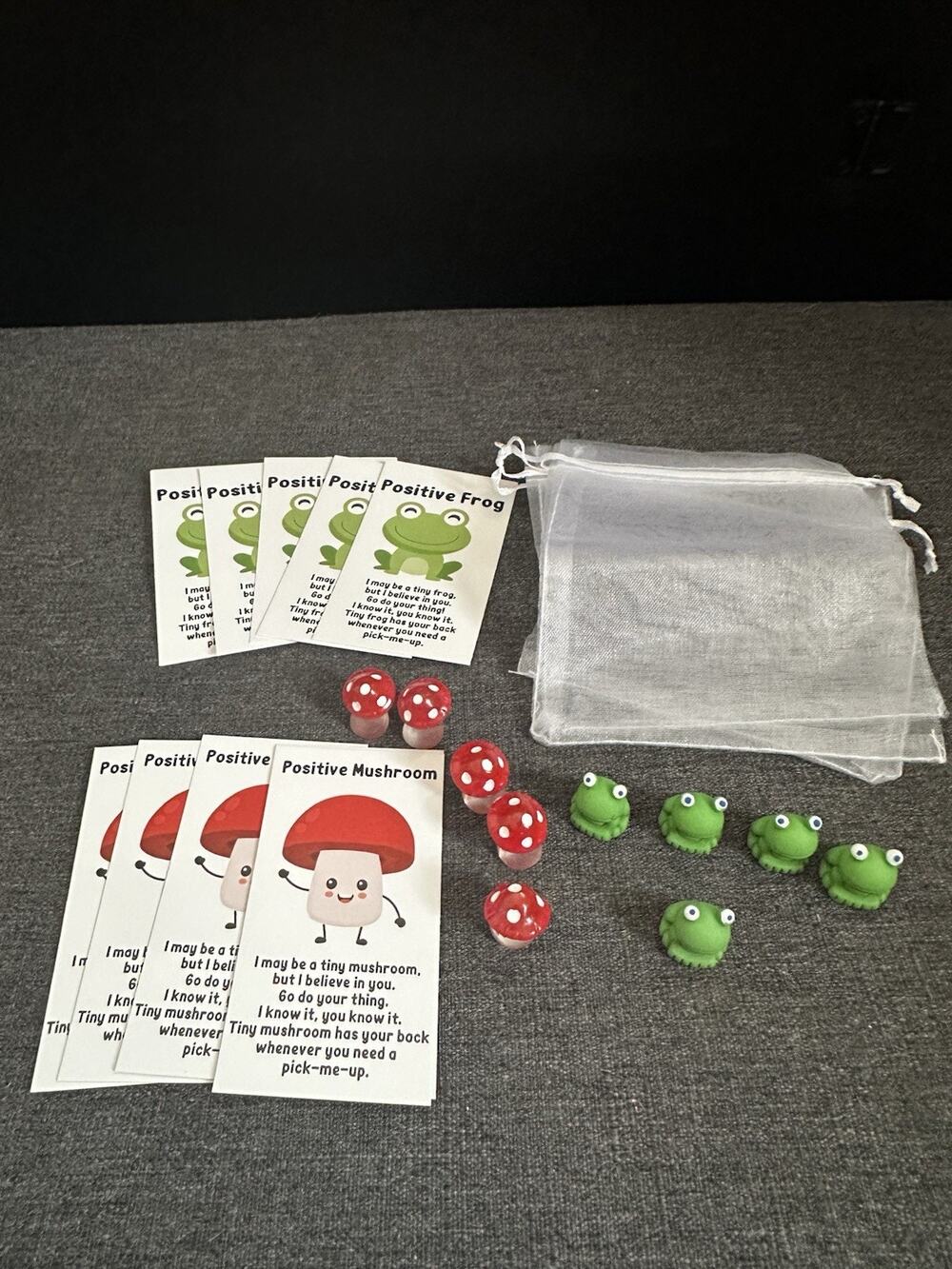 Positive Frog Mushroom Mini Figurines Lot 10 Cruise Hide Gift Encouragement Card